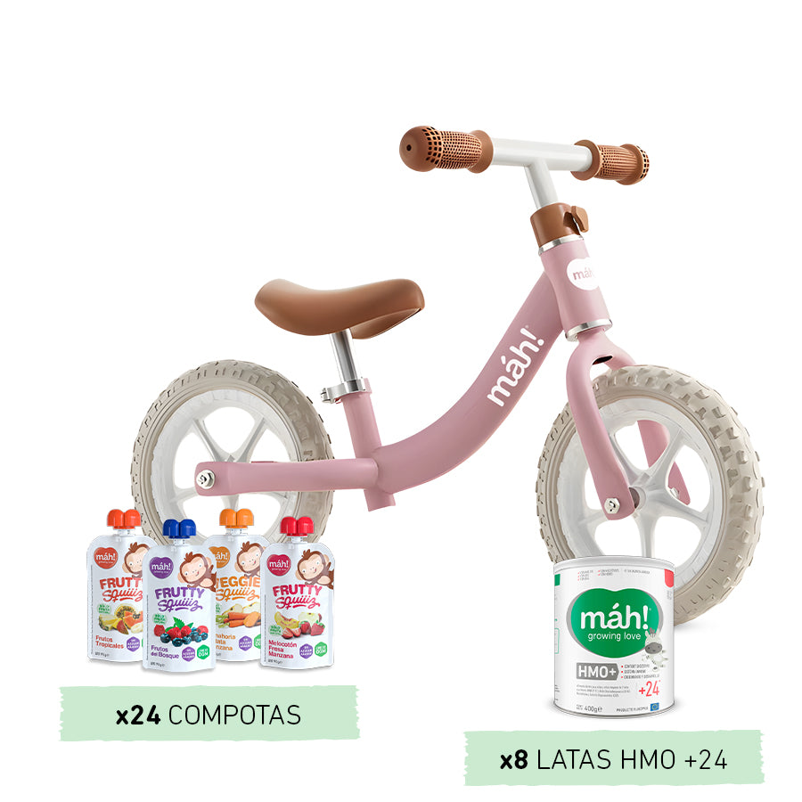 Alimento Lácteo +24 meses HMO+ 3200 g +24 compotas Growing Love +Bicicleta rosada