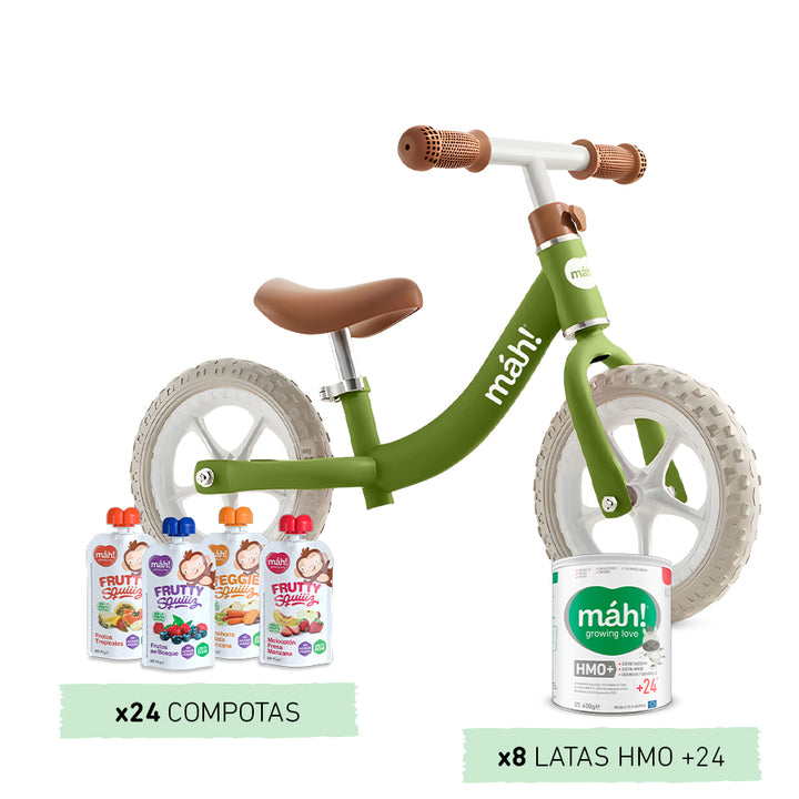 Alimento Lácteo +24 meses HMO+ 3200 g +24 compotas Growing Love +Bicicleta verde